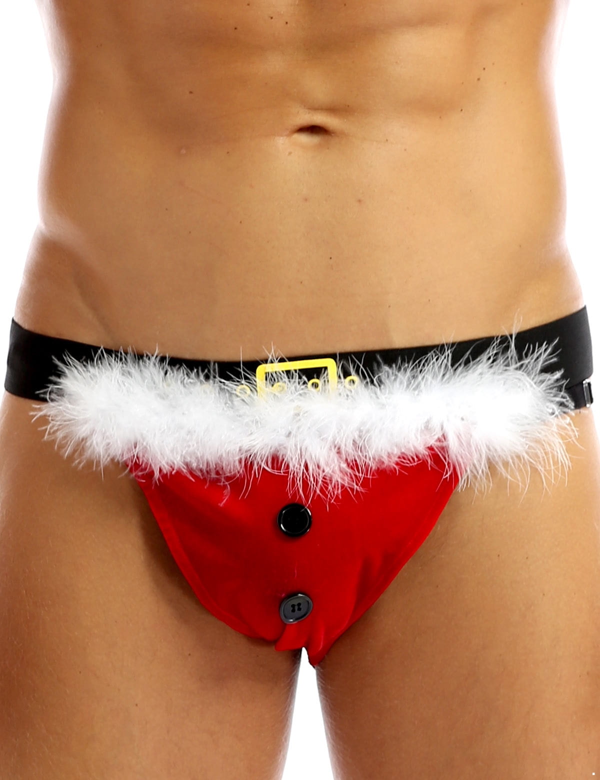 Mens Christmas Velvet Loincloth Santa Skirted T-back Thongs Lingerie  Underwear