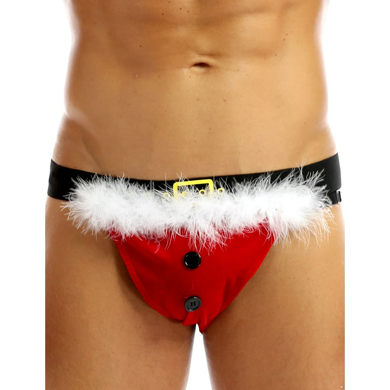 Alvivi Mens Christmas Santa Jockstrap G-string Thong Low Rise Underwear  M-XXL