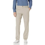 IZOD Men's Performance Stretch Straight Fit Flat Front Chino Pant, Warn Pearl, 40W x 32L
