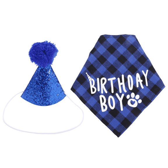 Dog Birthday Party Supplies,Pet Birthday Hat and Boy Doggy Birthday Bandana Set xwm25