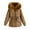 Coffee 33, variant on Women's Winter Overcoat with Plush Hood Long Sleeve Mid-Length Coat Thicken Warm Tunic Outwear