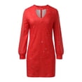 thumbnail image 3 of YMNXA Women's Dress Long Sleeve Sequins Lace Zipper Slim Fit Fashion Midi Dresses For Formal Party Red L, 3 of 5