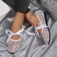 thumbnail image 4 of KEGIRLOM Women's Fashionable Casual Lace-Up Bowknot Versatile Sweet Soft-Soled Breathable Lace-Up Flat Shoes White 6.5, 4 of 9