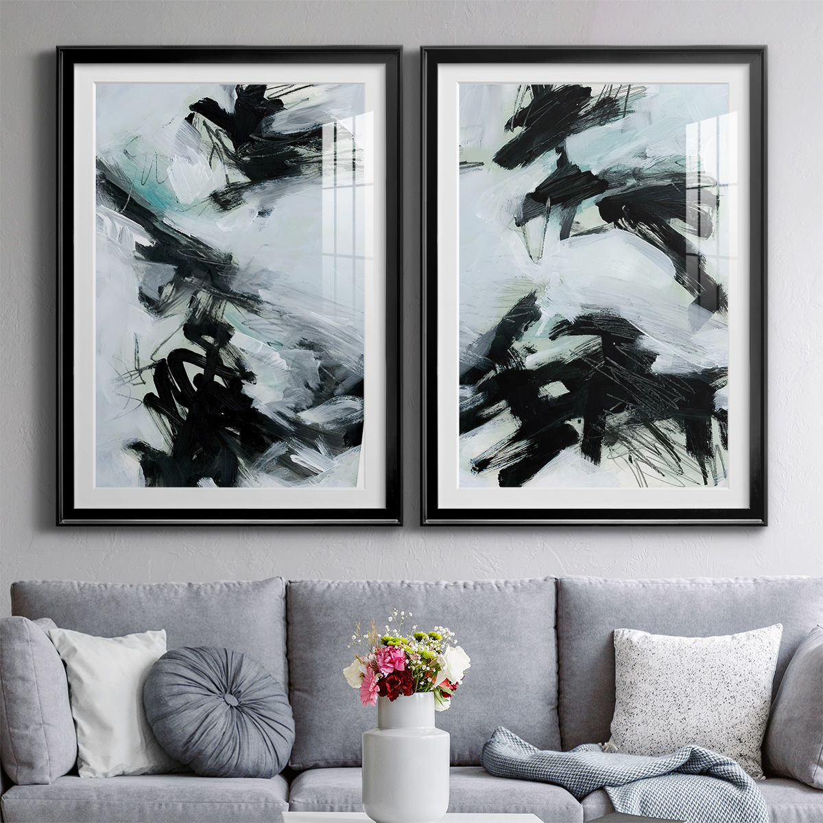 Wexford Home Ocean Current I Premium Framed Print, 22.5" x 30.5" - Ready to Hang, Black (Set of 2)