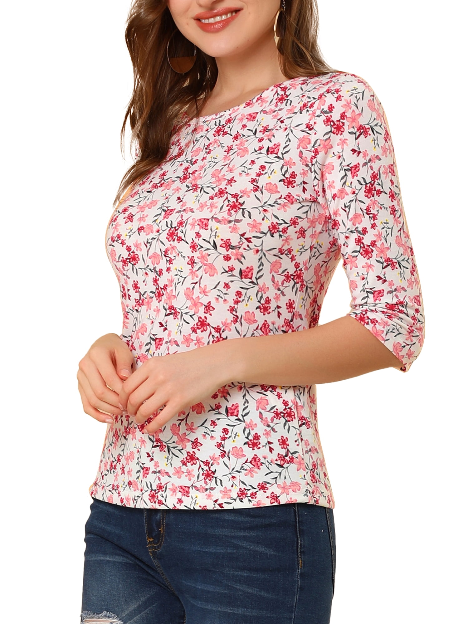DARING DIVA Women's Halloween Costume 1/2 Sleeve Floral Top S White-Floral