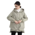 thumbnail image 5 of Fall Spring Women Jacket Short Front Long Back Split Hem Hooded Drawstring Zipper Closure Cardigan Windproof Outdoor Overcoat Travel Camping Coat, 5 of 8