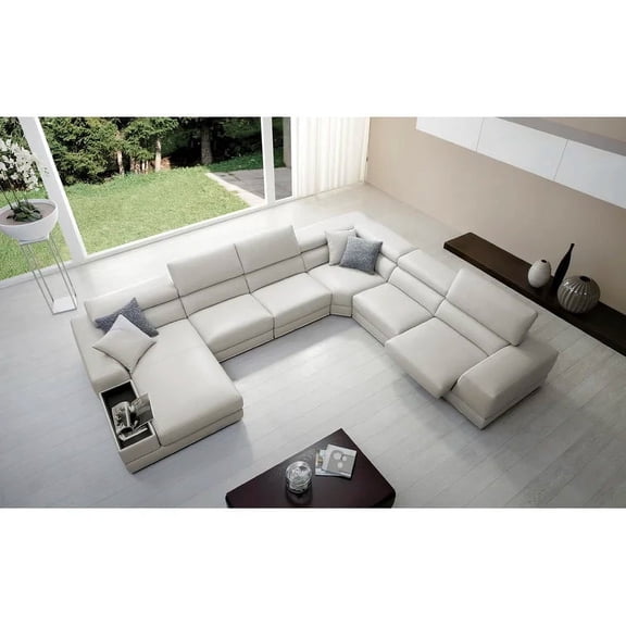 Mofit Home, Duluxy 156" Wide Genuine Leather Reclining Corner Sectional, 6pcs, furniture for living room, Living Room, Top Grain Italian Leather
