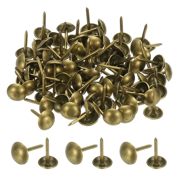 Uxcell Upholstery Tacks Vintage Thumb Nails Pins Round Head Metal Push Tack Pin for DIY Furniture Sofa Chair 0.39" x 1/4"