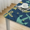 thumbnail image 4 of nygtbtfer Tablecloth with Elastic Edge,  Square Fitted Table Cloth, Wipeable Table Cover for Indoor Party Kitchen Dinner Fits Diameter Square Table, Blue Yellow Anchor white, 4 of 7