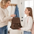 thumbnail image 6 of 12.6in Drawelry Laptop Backpack for Women, Waterproof Large Bag with 4 Compartments and 8 Zip Pockets, Multifunctional Storage Casual Rucksack with Sturdy Handle, Chic Daypack for Travel, Work, 6 of 7