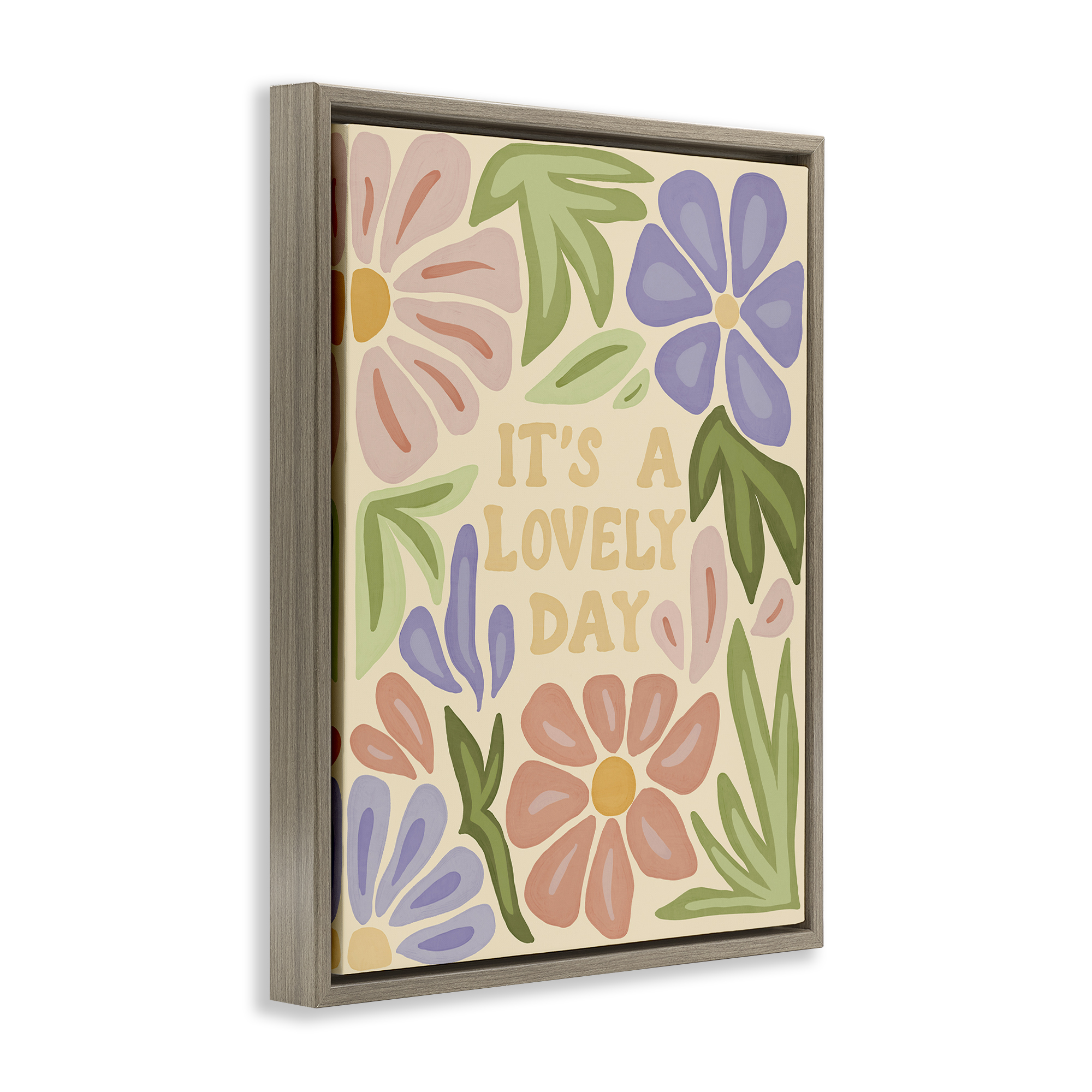 Stupell Industries Lovely Day with Florals Plants & Flowers Painting Brown Floater Framed Canvas Art Print Wall Art, 25 x 31