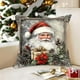 thumbnail image 1 of Juego de fundas de almohada navideñas con lazos de Papá Noel, reno y muñeco de nieve | Funda de cojín de lino de 45 x 45 cm | Decoración festiva para el hogar, 1 of 5