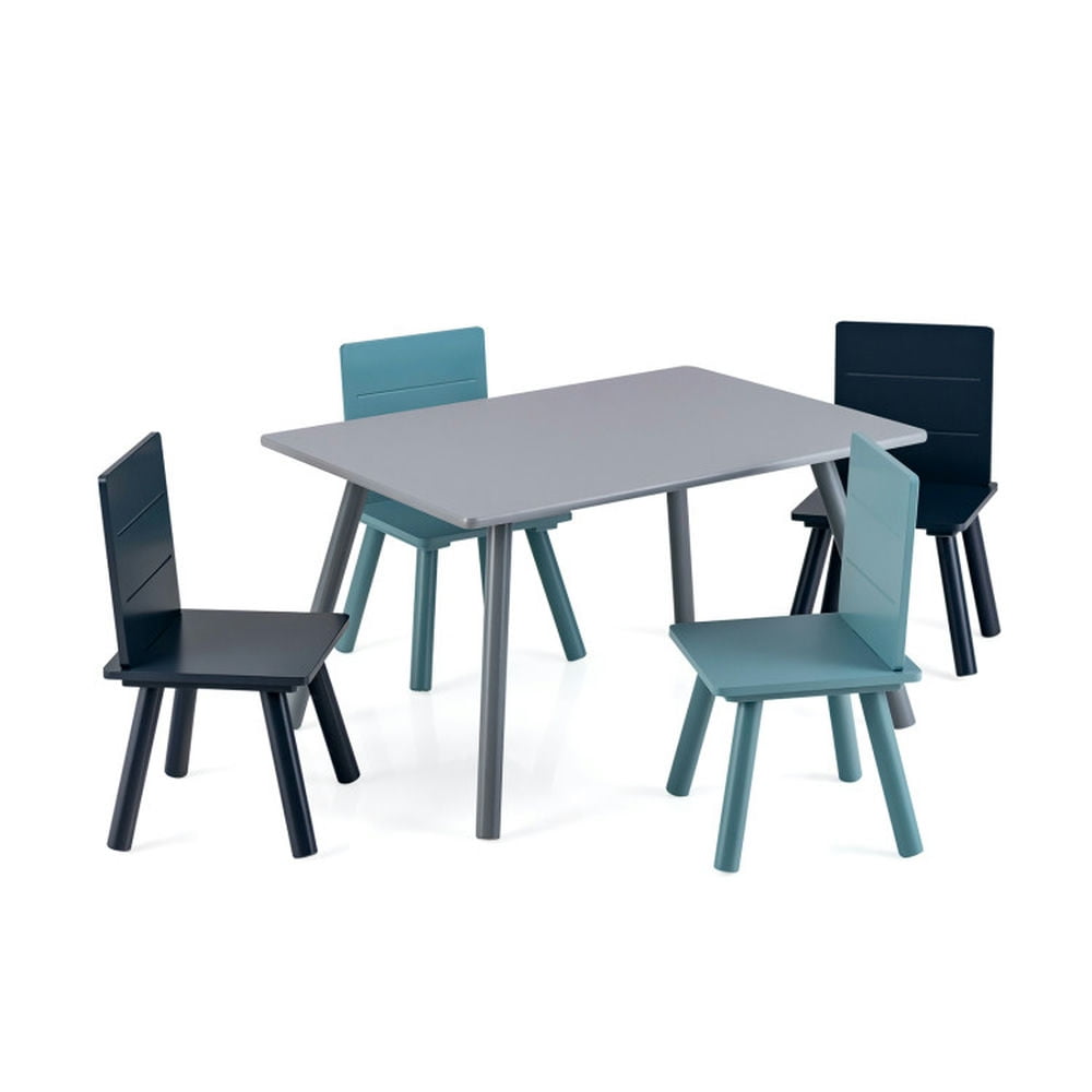 GVN 5 Pieces Kids Wooden Activity Play Furniture Set with Building Blocks-Blue, Kids Desk and Chair Set for Arts & Crafts, Snack Time, Homeschooling, Homework GVN 5 Pieces Kids Wooden Activity Play Furniture Set with Building Blocks-Blue, Kids Desk and Chair Set for Arts & Crafts, Snack Time, Homeschooling, Homework