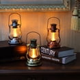 thumbnail image 3 of 2X Retro Solar Hanging Candle Light Oil Lamp Flickering Flameless Solar Lantern Outdoor Garden Lighting-Gold, 3 of 10