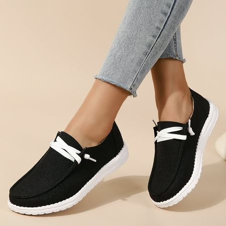 

Women s Lace Up Loafer Shoes Casual Canvas Lightweight Slip On Shoes Women s Outdoor Footwear