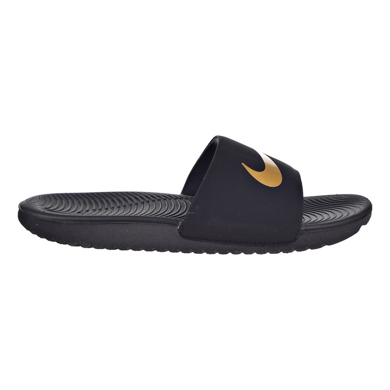 molino Depresión desarrollando Nike Kawa Youth Slides Black | Gold Size 6 - Walmart.com