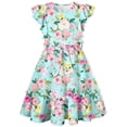 thumbnail image 3 of Aideaone Girls Dresses Ruffle Sleeveless A-Line Cute Church Dress Flutter Hem Butterfly Sundress with Belt 7-13 Years, 3 of 7