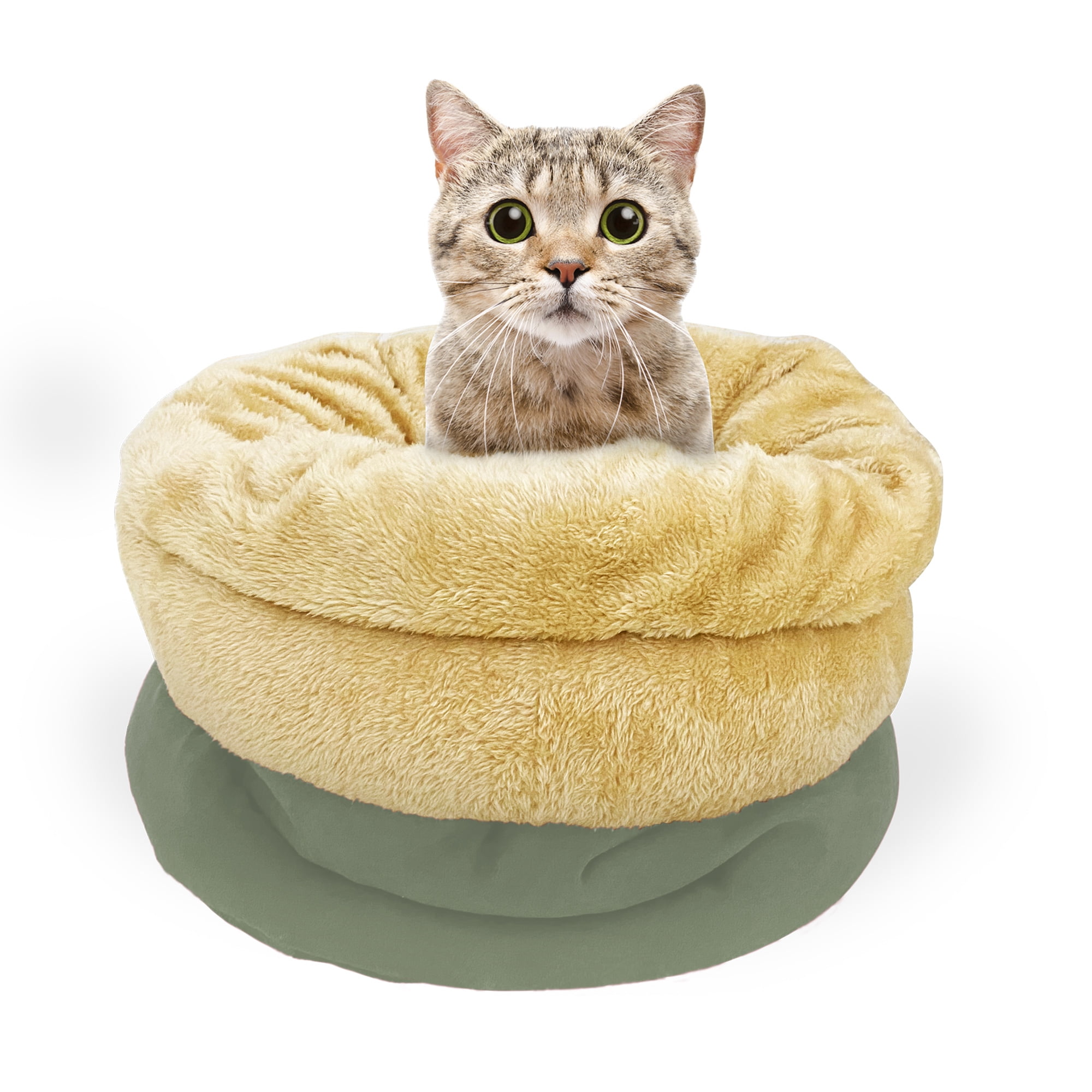 GOOPAWS 4 in 1 Self Warming Burrow Cat Bed for Household, Pet Hideway Sleeping Cuddle Cave