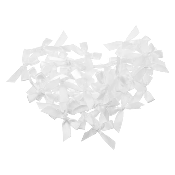 CIMAXIC 100Pcs Tiny White Polyester Craft Bows for Elegant Decorations, Wrapping and Party Supplies