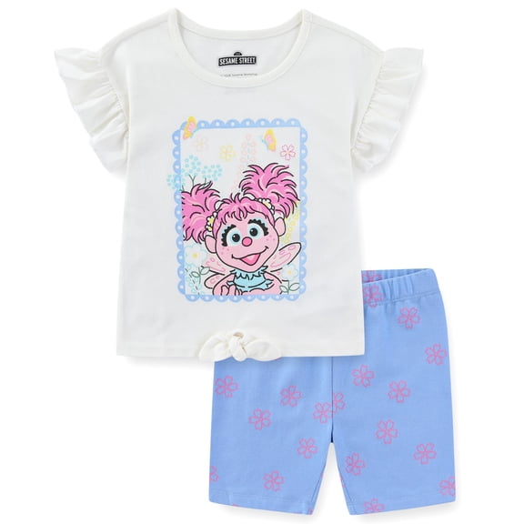 Sesame Street Abby Cadabby Short Sleeve T-Shirt and Bike Shorts Set (Girls), 2 Piece Set, Sizes 2T-5T