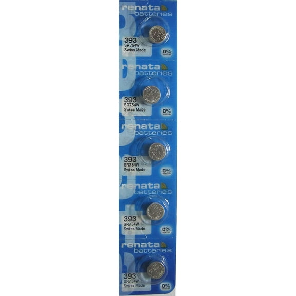 Strip of 5 Genuine Fresh Renata 393 SR754W Swiss Made Silver 1.55v Batteries