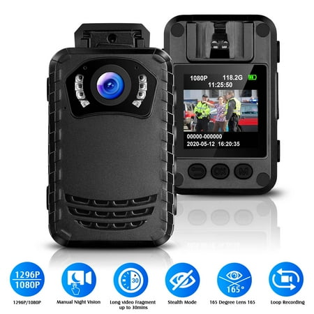 BOBLOV Body Camera Video Recorder, 1296P Wearable Police Body Cam with Night Vision for Law Enforcement, Security Guard, Home( 64GB Card Included)