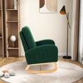 thumbnail image 3 of Rocking Chair, Modern Sherp Upholstered Accent Glider Chair with High Back and Side Pocket, Tufted Armchair Lounge Chair with Rubber Wood Legs for Living Room, Bedroom, Office, Green, 3 of 7