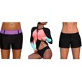 thumbnail image 1 of Womens Color Block Waistband Swim Board Shorts and Zip Front Long Sleeve Rashguard and Waistband Swimsuit Bottom Bundle, 1 of 8