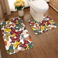 thumbnail image 2 of Yiaed Retro Floral Butterfly Print Bathroom Mat Set 2 Pieces Mat Anti-Skid Pad Ultra Soft and Absorbent Bathroom Bath Mat Contour Bath Rugs for Toilet Base, 2 of 6