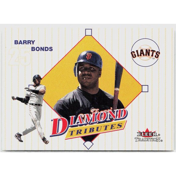 Collectible 2001 Fleer Tradition Diamond Tributes Barry Bonds #4 DT San Francisco Giants Baseball Card San Francisco Giants MLB Baseball Trading Card