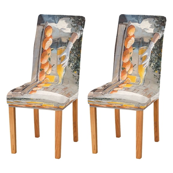 BZSMCE Chairs Slipcovers Dining Chair Covers Orange Juice Creative Pattern