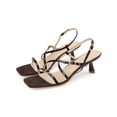 thumbnail image 3 of BLISSFUL STEP Women's Back to School Strappy Kitten Heel Sandals Square Toe Buckle Slingback Shoes Chocolate 6, 3 of 7