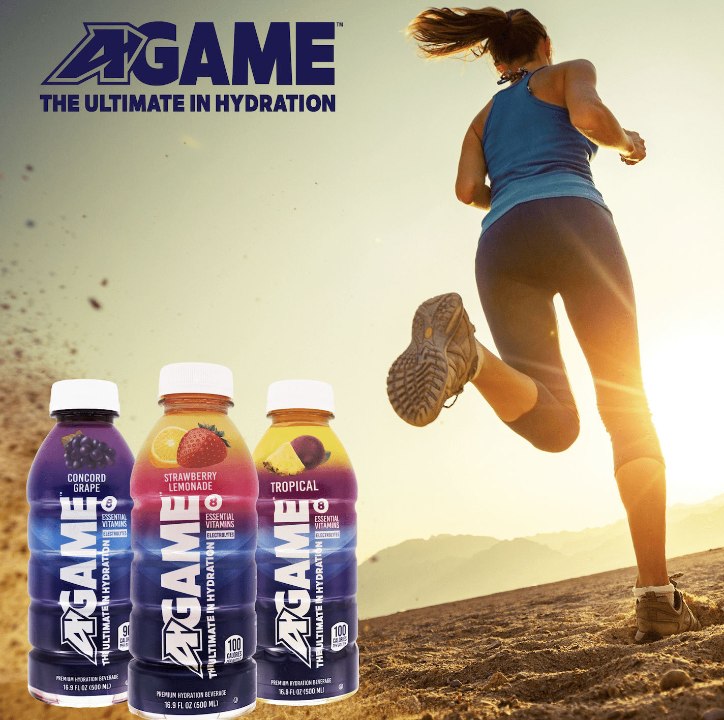 16.9oz A-GAME Beverages Strawberry Lemonade- Case of 12