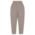 thumbnail image 6 of Mrat Work Pants For Women Full Length Pants Fashion Ladies Summer Casual Loose Cotton And Linen Pocket Solid Trousers Pants Elastic Waist Pants For Women, 6 of 9
