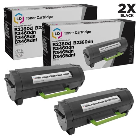 LD Compatible Replacements for Dell 331-9803 (RGCN6) Set of 2 Black Laser Toner Cartridges for use in Dell Laser B2360d  B2360dn  B3460dn  B3465dn  and B3465dnf s