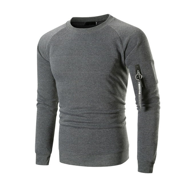 PEASKJP Men's Solid Color Long Sleeve V Neck Slim Button Fashion Comfortable Top(Dark Gray,M)