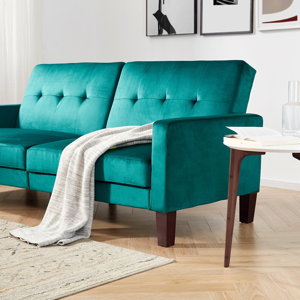 Kepooman 45" Modern Sectional Upholstery Sofa Bed with Wood Leg for Living Room, 3 Seat, Green Kepooman 45" Modern Sectional Upholstery Sofa Bed with Wood Leg for Living Room, 3 Seat, Green