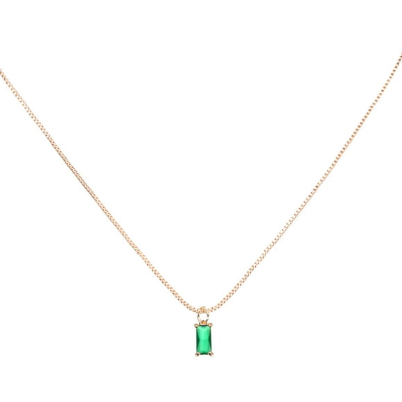 Uxcell Birthstone Necklace for Women, Teardrop Cubic Zirconia Pendant Necklace, Emerald