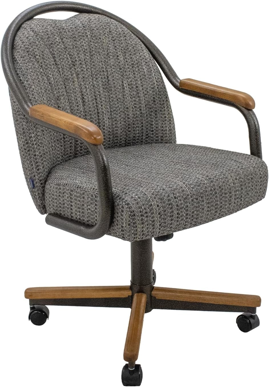 Chromcraft Set of 1 Kitchen Dining Chairs Swivel-Tilt Caster Dining Room Chairs Upholstered Memory Foam Chairs with Soft Rolling Wheels for Kitchen and Dining Room(Revive Mineral-Chestnut)