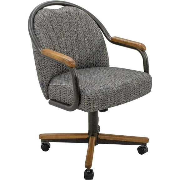 Chromcraft Set of 1 Kitchen Dining Chairs Swivel-Tilt Caster Dining Room Chairs Upholstered Memory Foam Chairs with Soft Rolling Wheels for Kitchen and Dining Room(Revive Mineral-Chestnut)