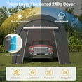 thumbnail image 6 of Heynemo Carport Canopy Tent, Outdoor Shelter Tent - Heavy Duty Weatherproof PE, Steel Frame for Lawn, 10' x 20', Gray, 6 of 8