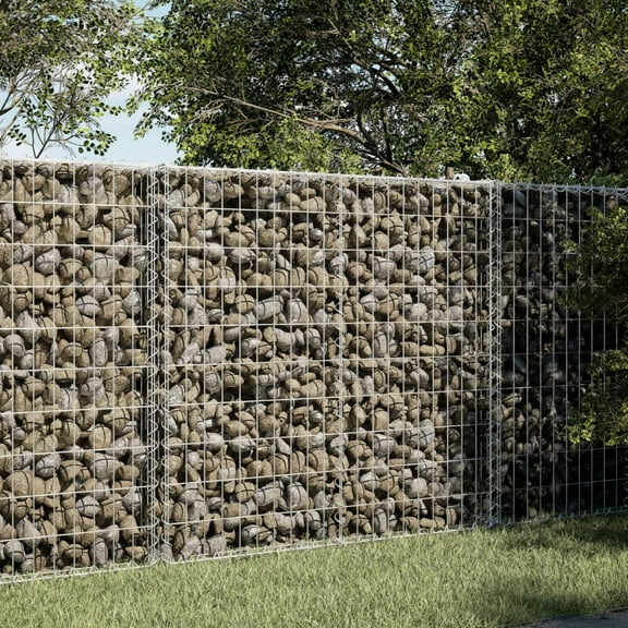 vidaXL 1 Piece Silver Galvanized Iron Gabion Basket with Cover 39.4x19.7x39.4 in
