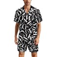 thumbnail image 1 of PRIYAL Alphabet Letters Mens Short Sleeve Pajama Set Satin Silk Sleepwear 2 Piece Pjs Loungewear, 1 of 6