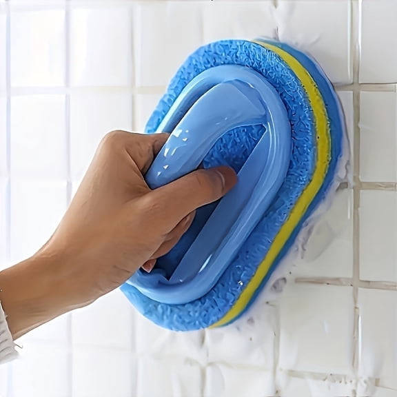 Cleaning Brush for Bathroom Kitchen Bathtub Toilet Cleaner All Purpose Shower Sponge Scrubbing Brush with Ergonomic Handle