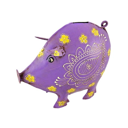 cool purple pig metal money bank distressed finish walmart com