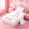 thumbnail image 2 of meiyoeat Bow Letter Print A Twin Sheets For Girls,Girly Pink Bowknot Bedding For Kids,3pcs, 2 of 6