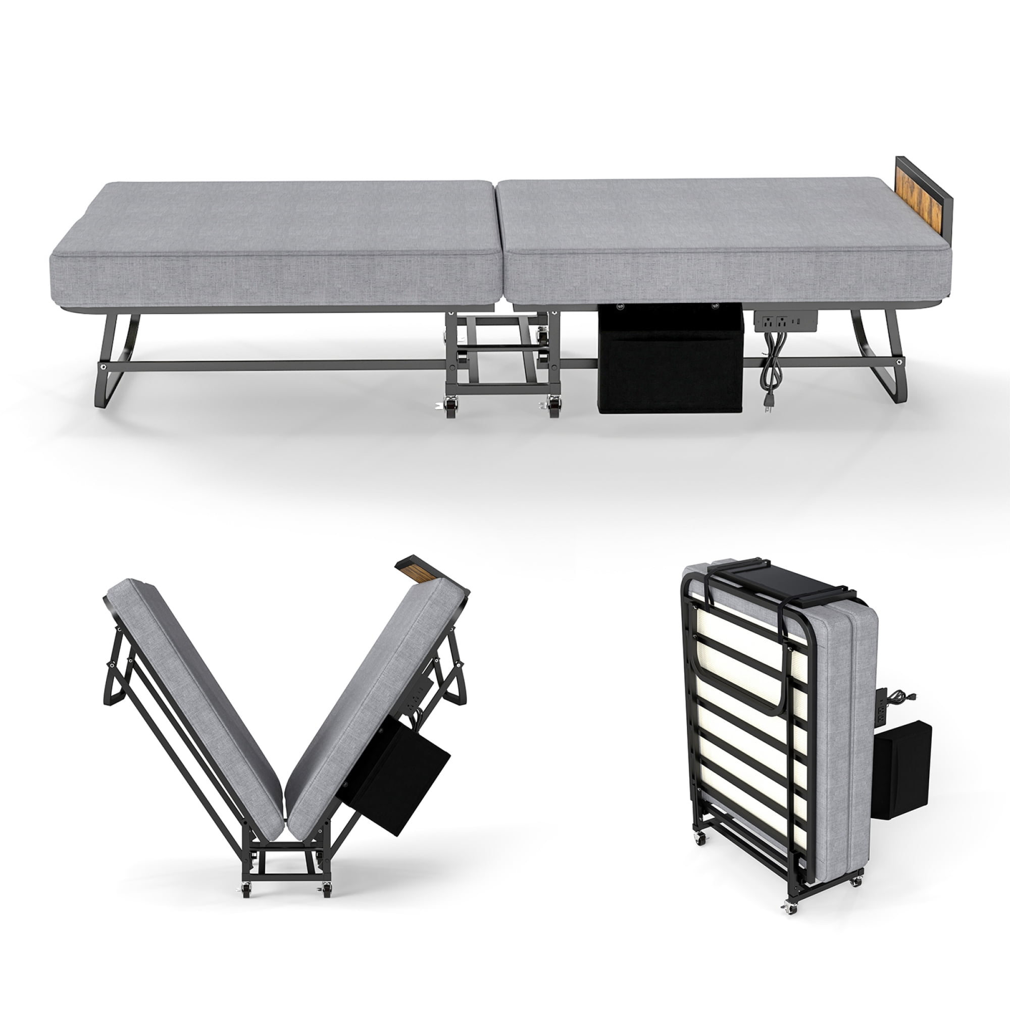 78"×31" Folding Bed with 3" Memory Foam Mattress,4 Lockable Wheels Portable & Space Saving,Twin Size Rollaway Bed,Metal Frame for 450 Pound Small Apartments & Guest Rooms