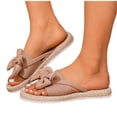 thumbnail image 5 of Caywon Women Bow Sandals, Knotted Flat Espadrille Slide, Open Toe Slip On Summer, Comfortable Ladies Beach Shoes Sandalias Mujer, 5 of 6