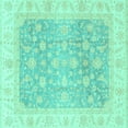 thumbnail image 1 of Ahgly Company Indoor Square Oriental Turquoise Blue Traditional Area Rugs, 4' Square, 1 of 4