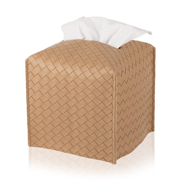 Titular de tejido de cuero PU Estuche de tejido facial cuadrado Dispensador organizador de papel facial para baño MFZFUKR BST3018169-4